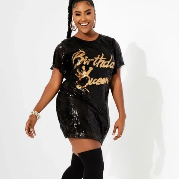 Ashley Stewart | Dresses | Womens Plus Size Ashley Stewart Curvygirl Sequin  Birthday Little Black Dress | Poshmark
